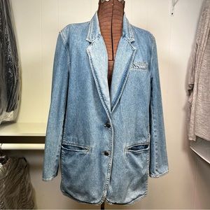 Vintage Light Blue Denim Blazer Jacket